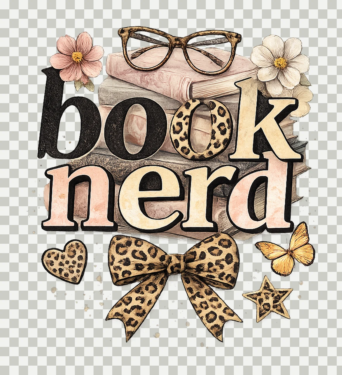Book Nerd Ransom Note Typography Book Lover Design Cozy transparency and detail preview thumbnail