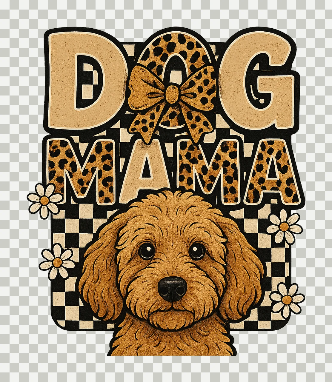 Retro Dog Mama Coquette Bow Dog Mom Sublimation Design transparency and detail preview thumbnail