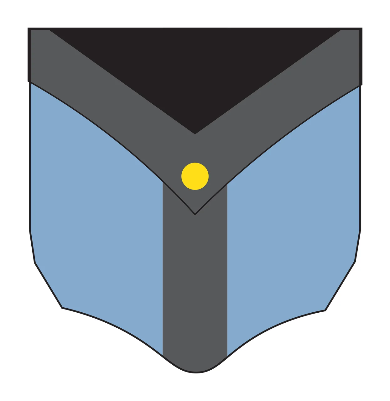 Simple Black Downward Pointing Shield Shape With Flat border