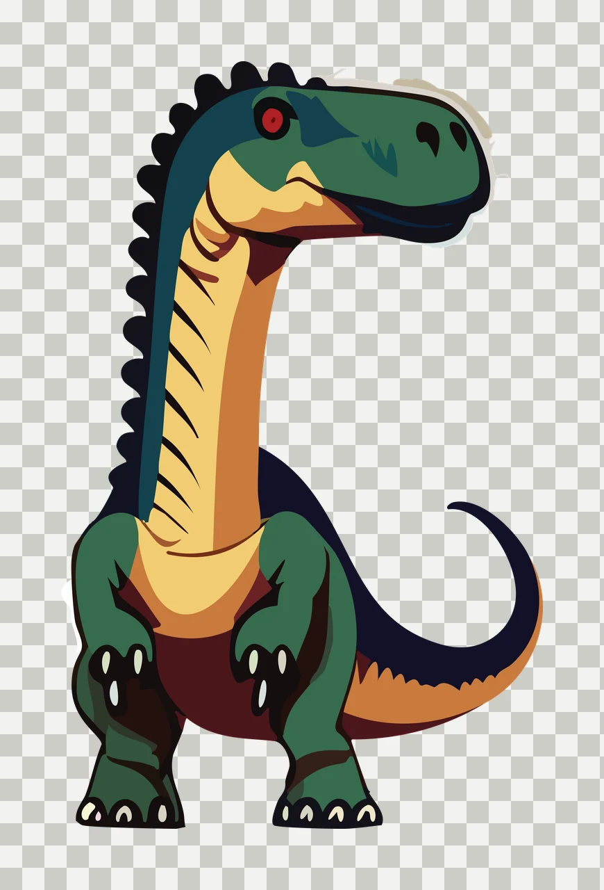 Dinosaur Long Necked Silhouette Drawing standing neck tail transparency and detail preview thumbnail