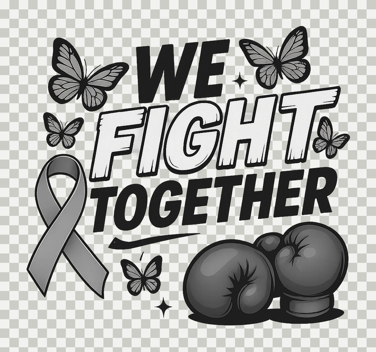 We Fight Together White Ribbon Lung Cancer Awareness Digital transparency and detail preview thumbnail
