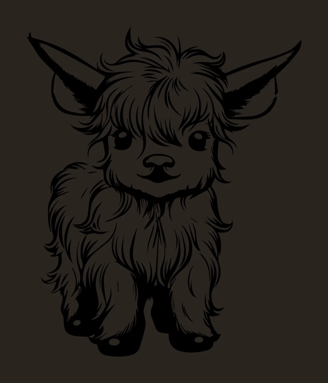Fluffy Hairy Animal Head Portrait looking hair horns ears eyes contrast preview thumbnail
