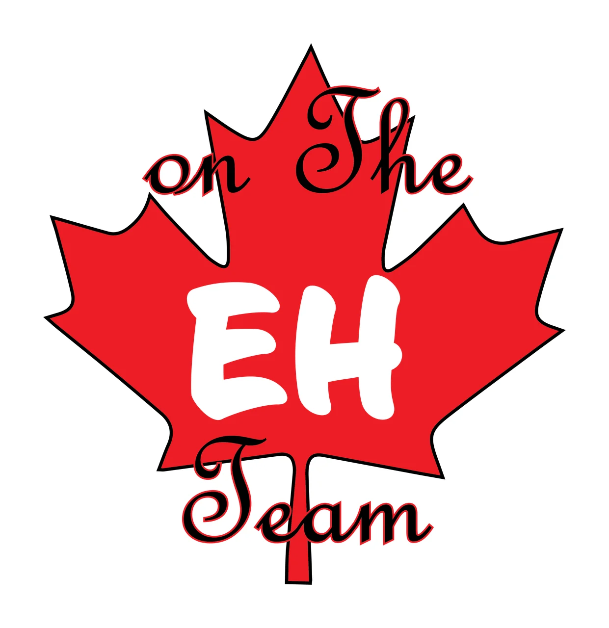 To On The Eh Team Maple Leaf black white typography symbol