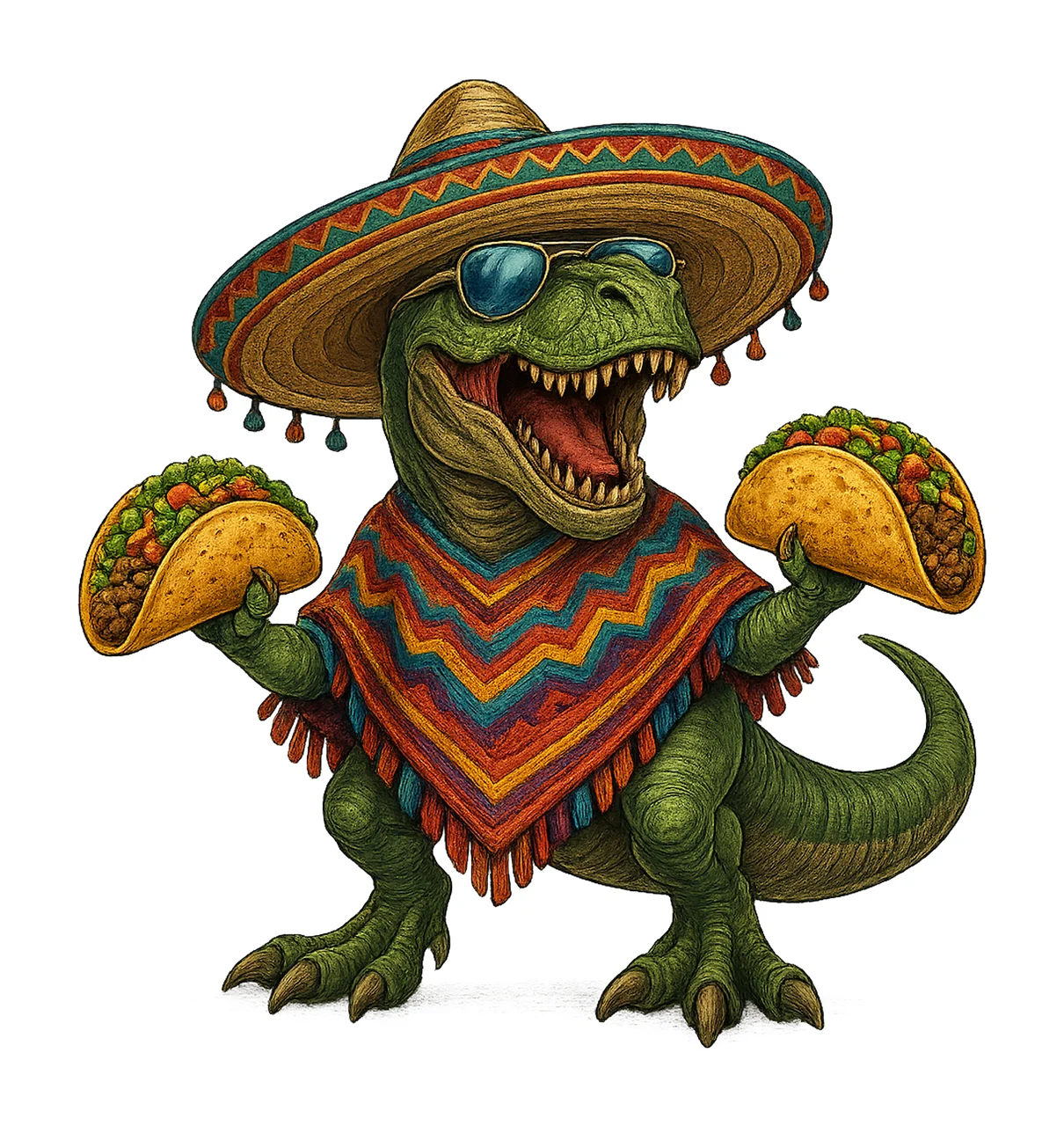 Cinco de Mayo Trex Dinosaur Mexican Food Design Rex Artwork