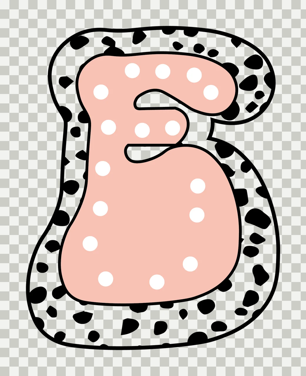 Dalmatian Dots Font Race Doodle Character 03 racing checkered flag transparency and detail preview thumbnail