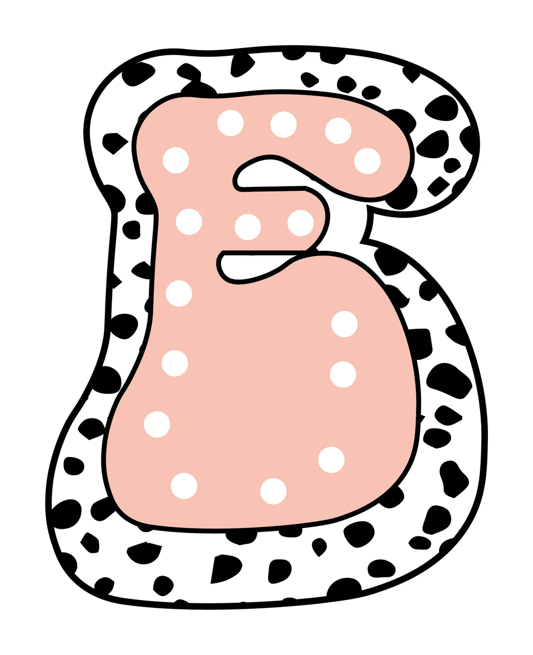 Dalmatian Dots Font Race Doodle Character 03 racing checkered flag