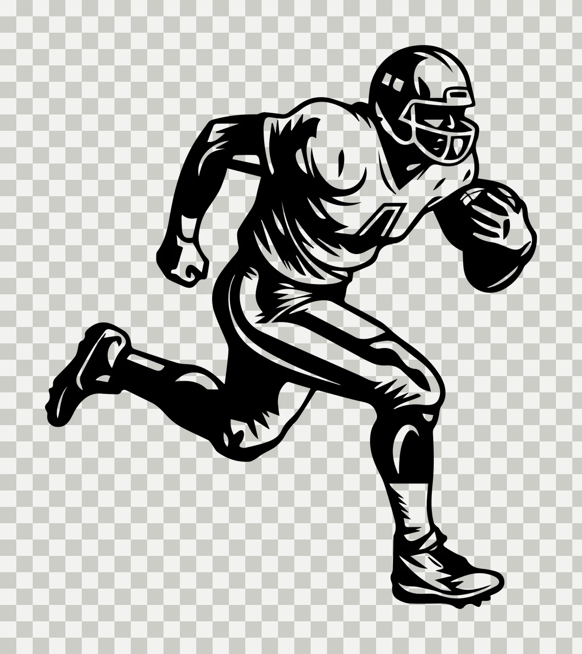 Football Player Running With The Ball helmet uniform silhouette transparency and detail preview thumbnail