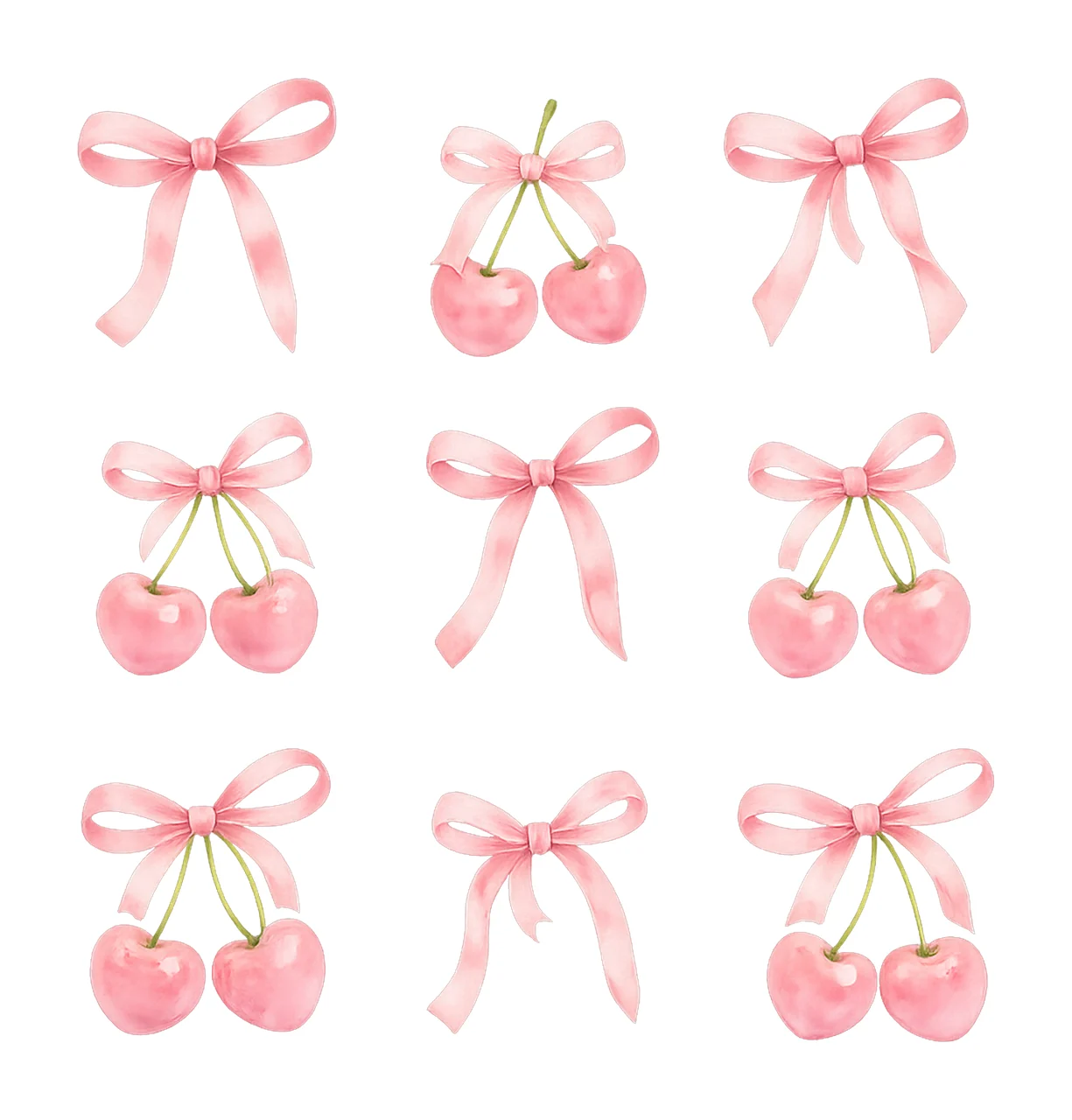 Coquette Bow Cherry Soft Girl Aesthetic Pink Ribbon Design