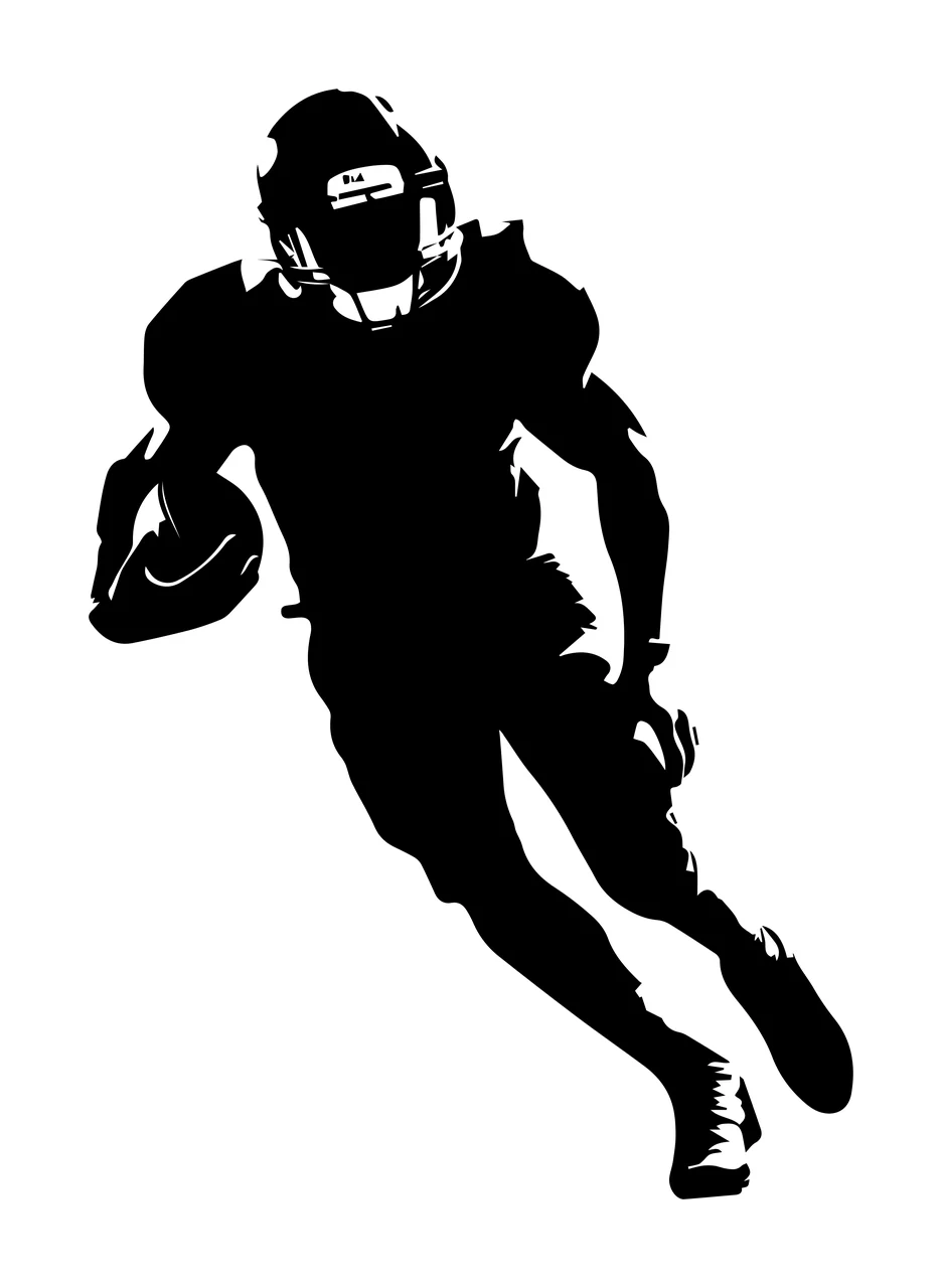 Football Player American Silhouette In Motion running helmet