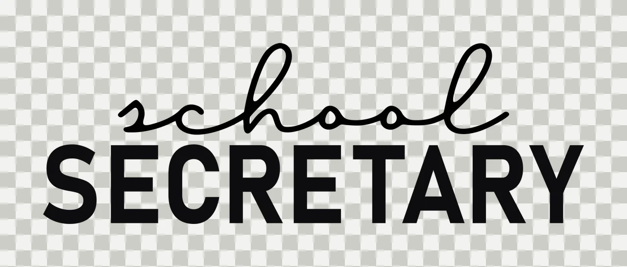 School Secretary Bold Capital Letters typographic black white transparency and detail preview thumbnail