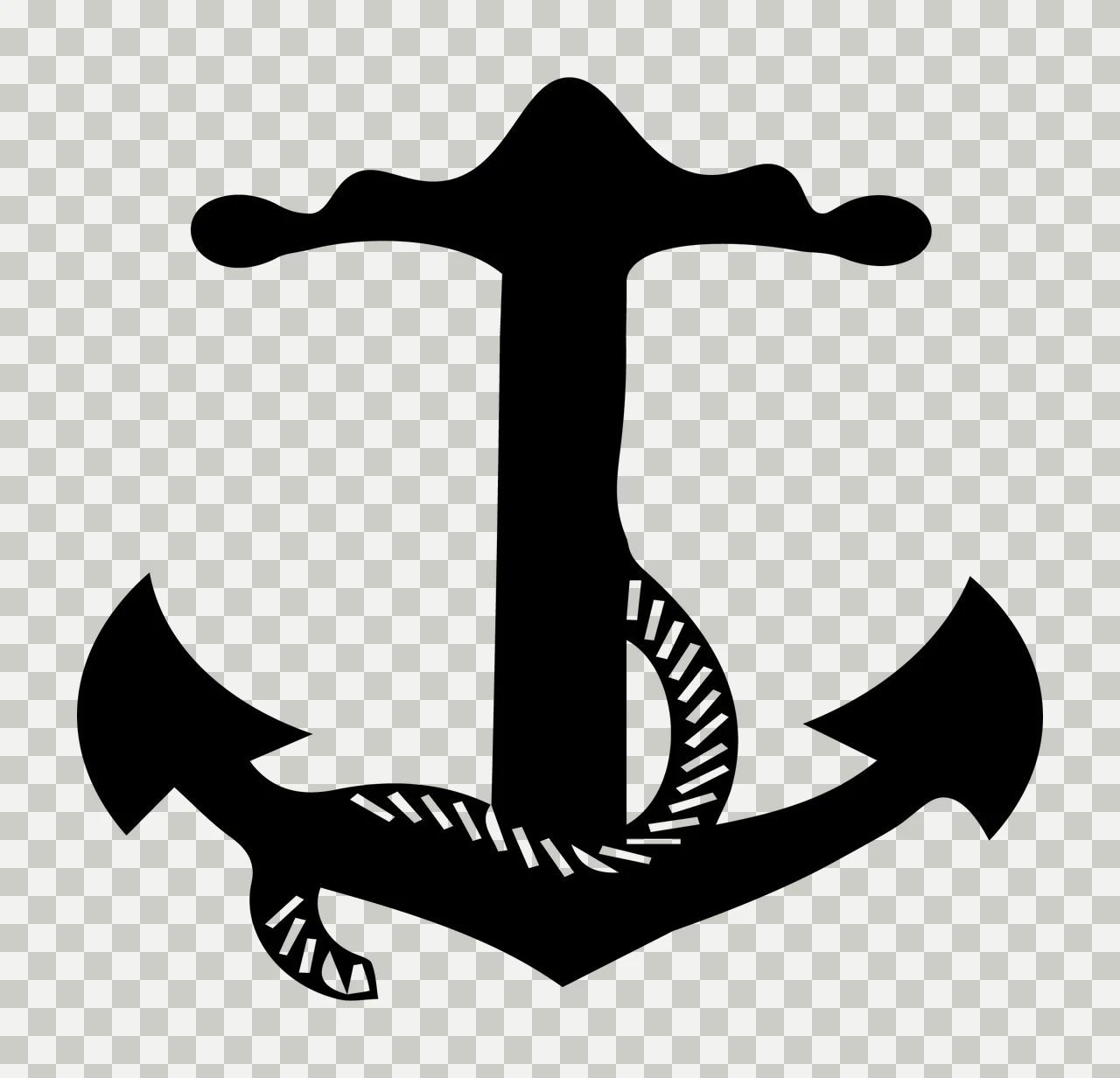 Black Silhouette Illustration Of A Ship Anchor Wrapped rope transparency and detail preview thumbnail