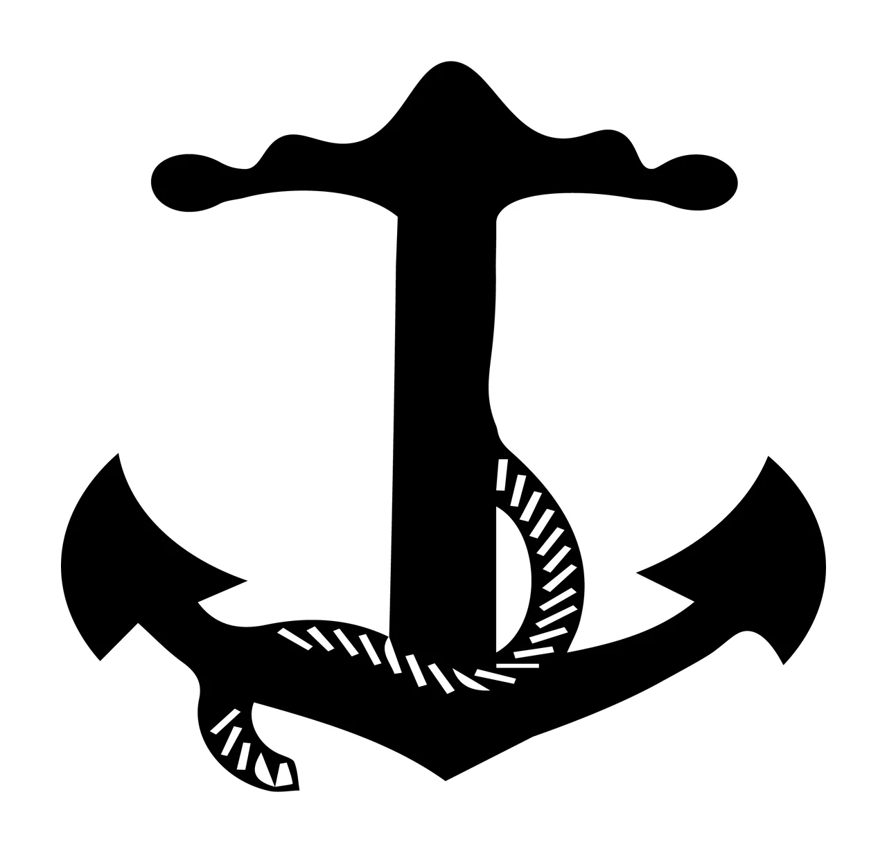 Black Silhouette Illustration Of A Ship Anchor Wrapped rope