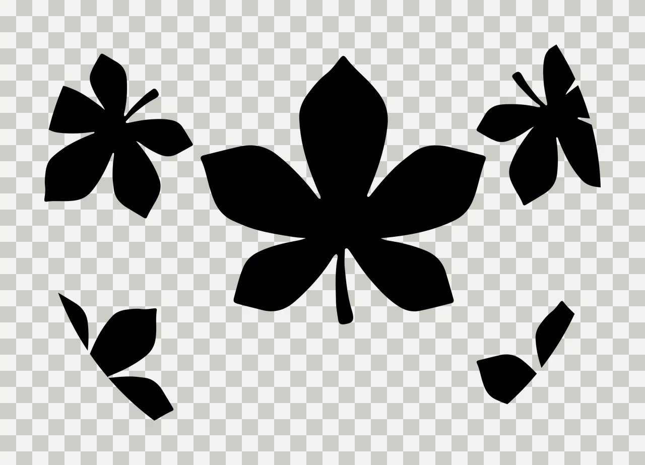 Keychain Black Circle With Leaf Silhouettes minimalist white transparency and detail preview thumbnail