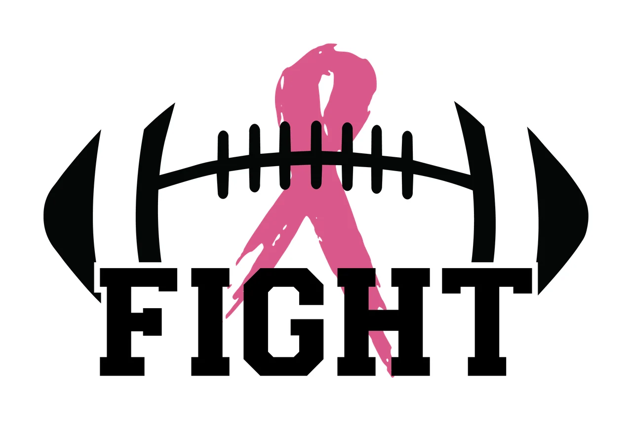 Fight Text With Football Ribbon Graphic bold black sports typography