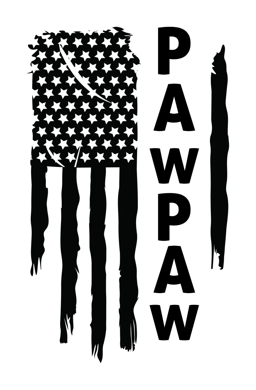 Flag Pawpaw Vertical Distressed Graphic With Text displaying