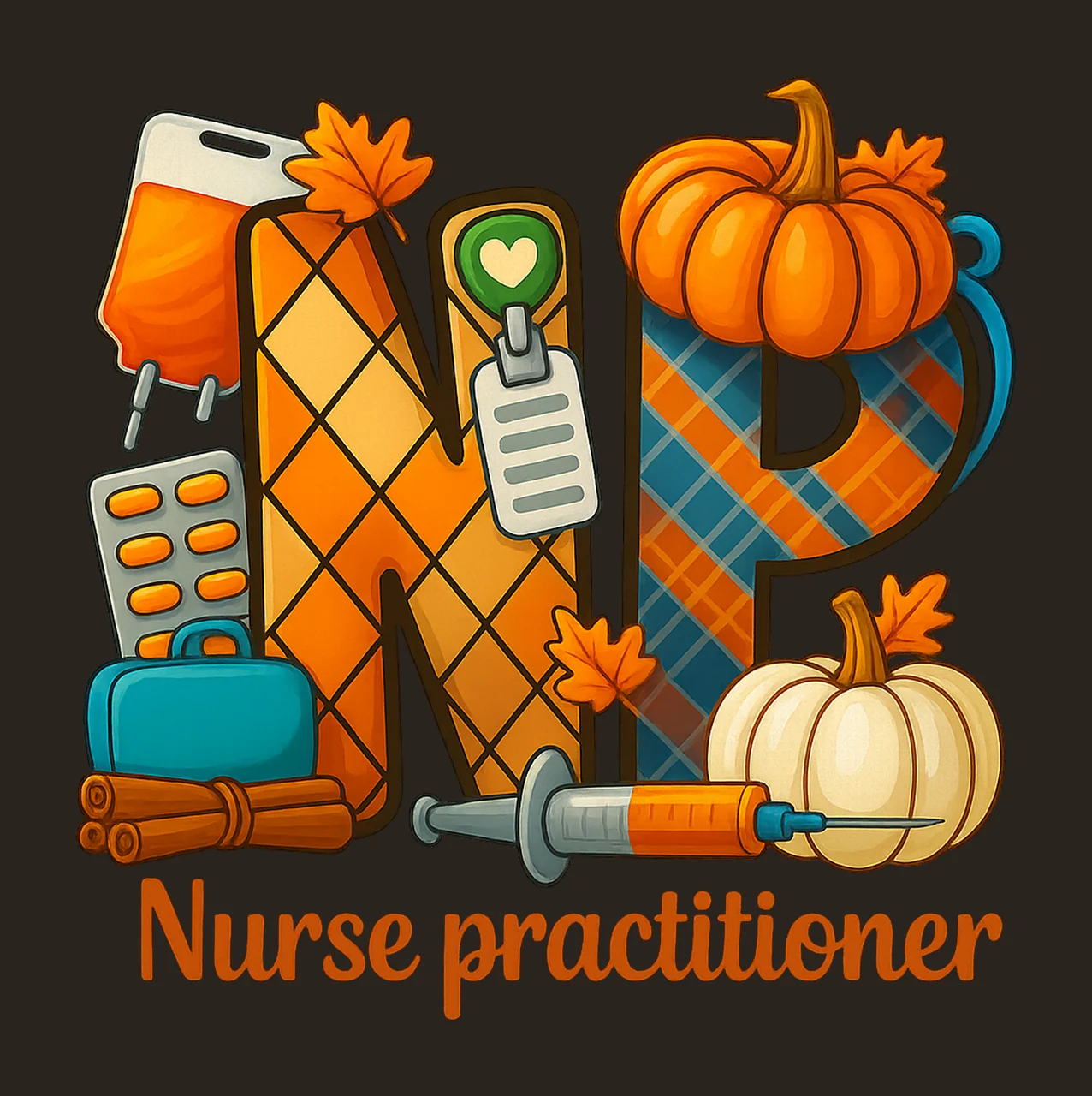 NP Nurse Practitioner with Fall sublimation design Nurse contrast preview thumbnail
