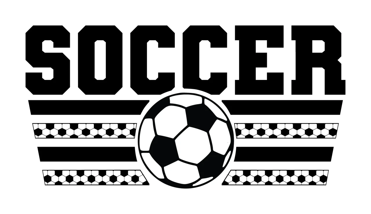 Soccer Text With Ball Graphic stripes bold typography black
