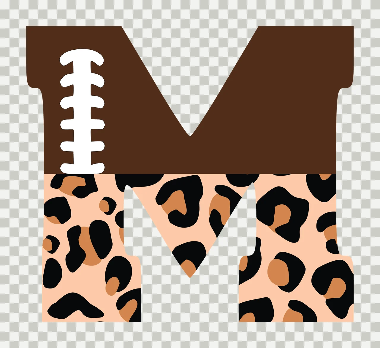 Football Font Half Leopard Character 03 american gridiron touchdown transparency and detail preview thumbnail