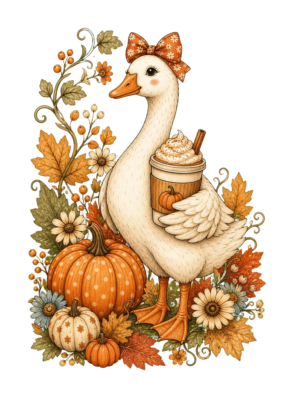 Preppy Fall Goose Coquette Autumn Pumpkin Spice Variation C