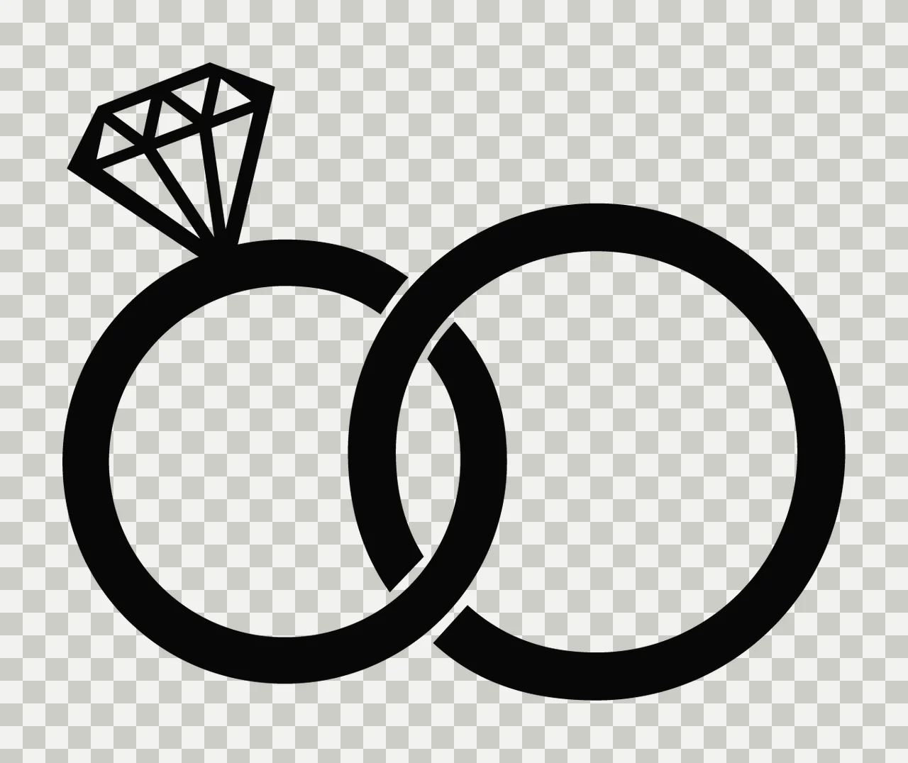Wedding Rings Connect With And Icon In Black transparency and detail preview thumbnail