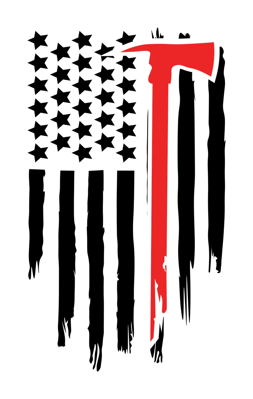 Flag American With Integrated Fire Axe star stripe distressed