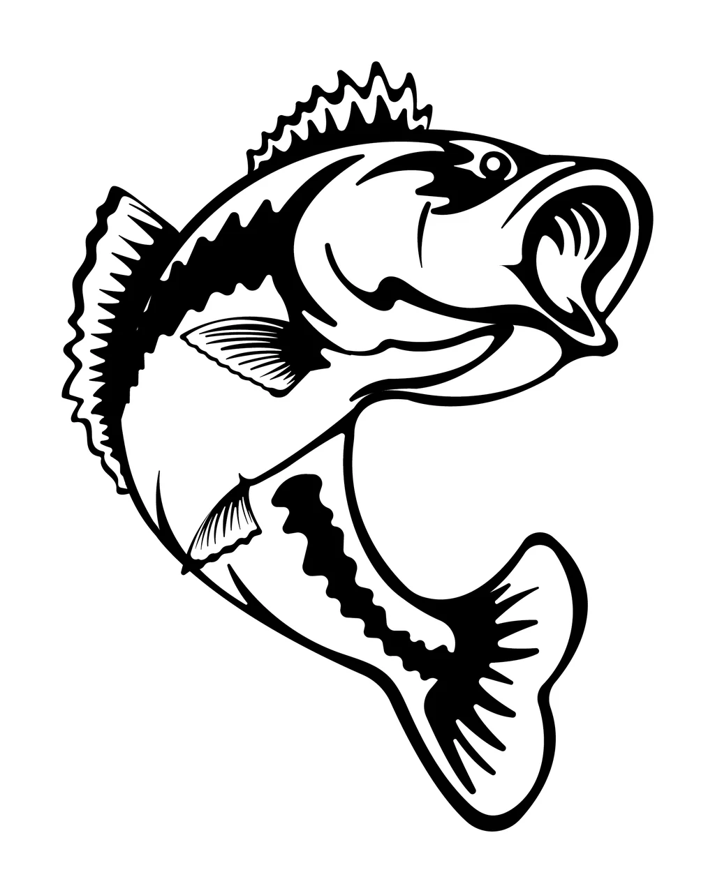 Fish Jumping Silhouette Simple Graphic black aquatic nature