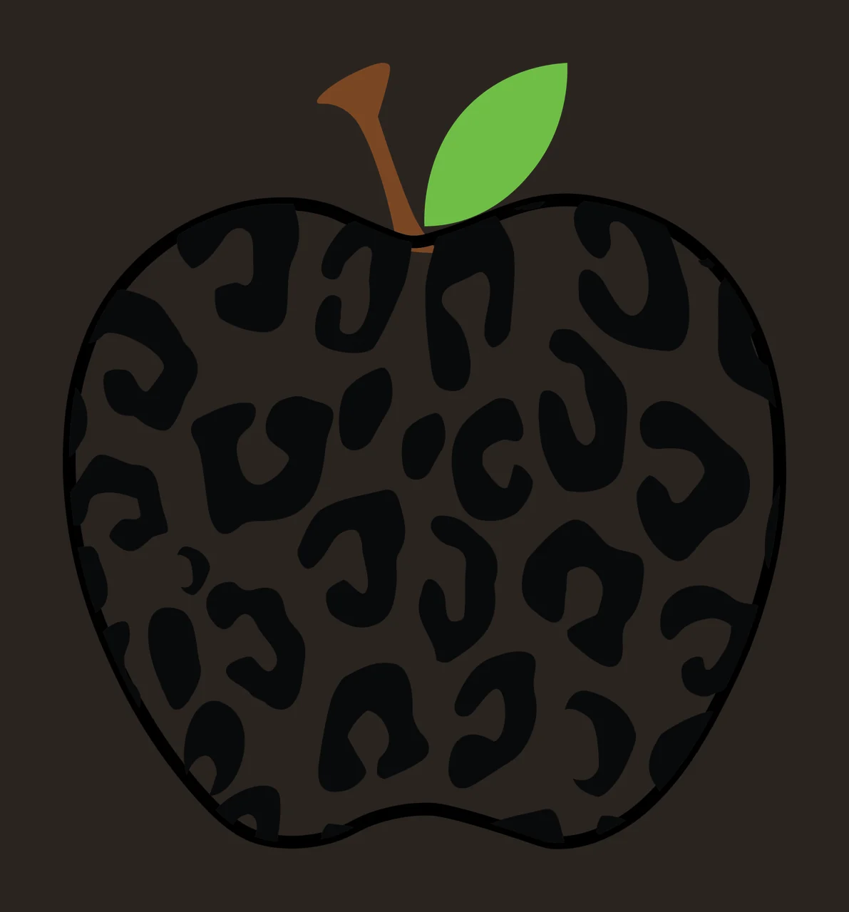 Leopard Print Apple Shape Graphic leaf pattern fill black white contrast preview thumbnail