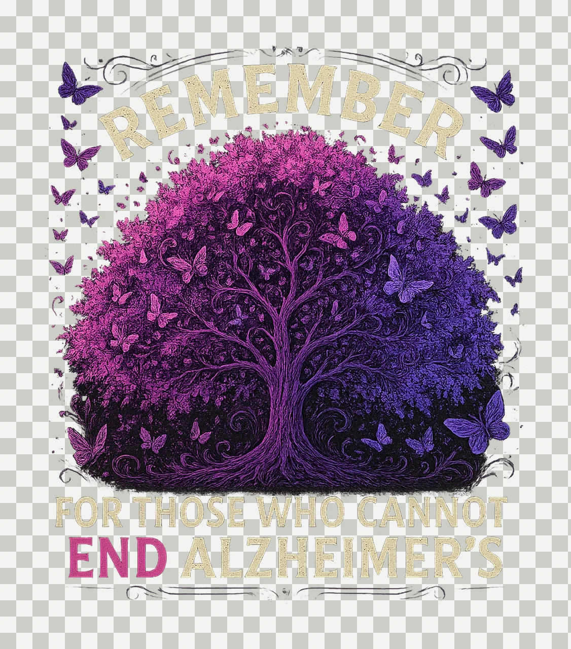 Alzheimers awareness purple ribbon sublimation end transparency and detail preview thumbnail