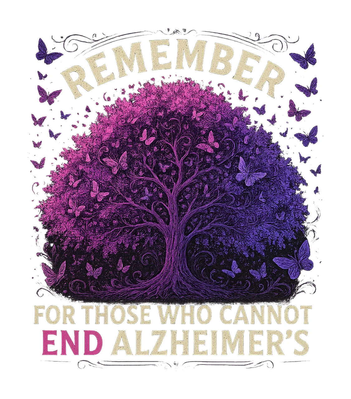 Alzheimers awareness purple ribbon sublimation end