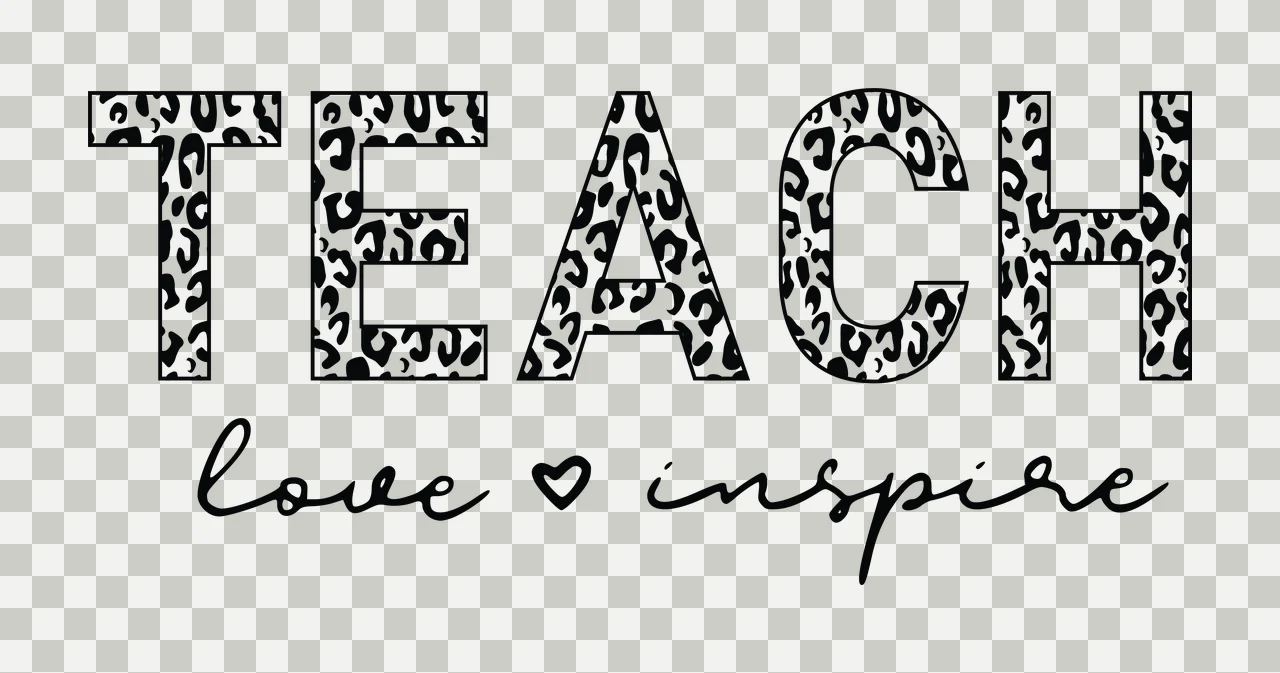 Teach Love Inspire Bold Black Text With Heart display Variation transparency and detail preview thumbnail