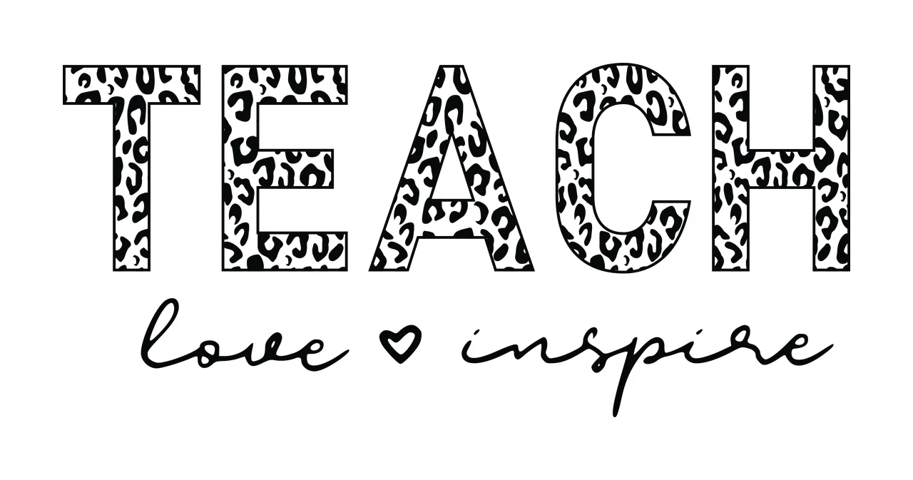 Teach Love Inspire Bold Black Text With Heart display Variation