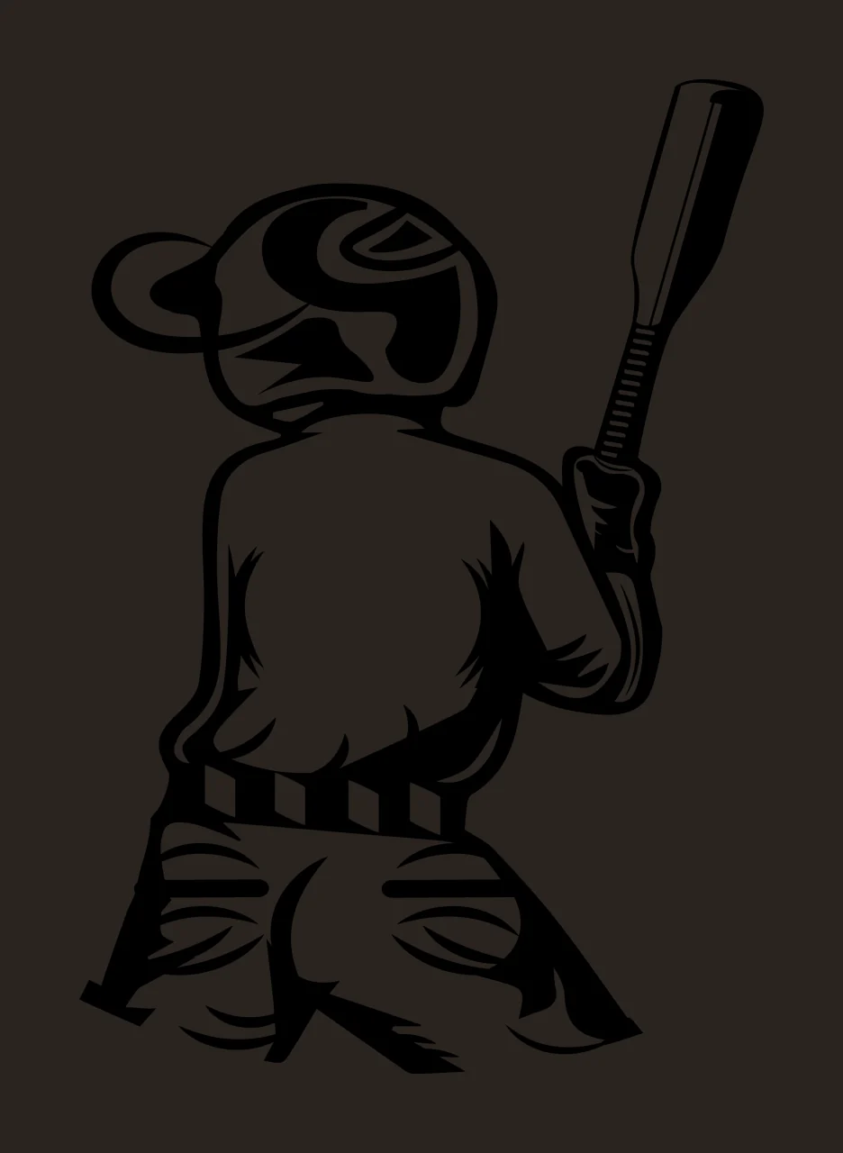 Baseball Player Holding Bat Upright In Black helmet graphic contrast preview thumbnail