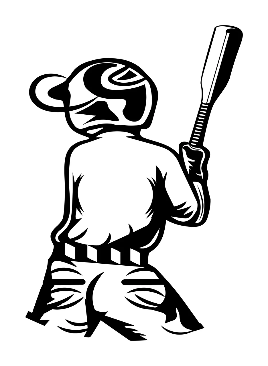 Baseball Player Holding Bat Upright In Black helmet graphic