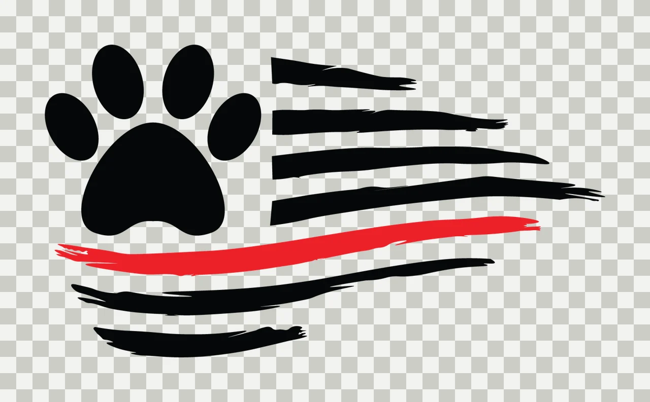Paw Animal Print With Flag Stripes Graphic forming brush stroke transparency and detail preview thumbnail