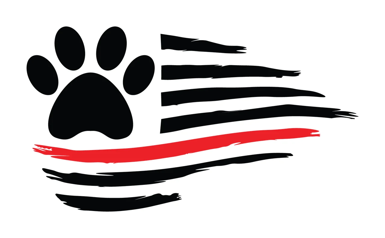 Paw Animal Print With Flag Stripes Graphic forming brush stroke