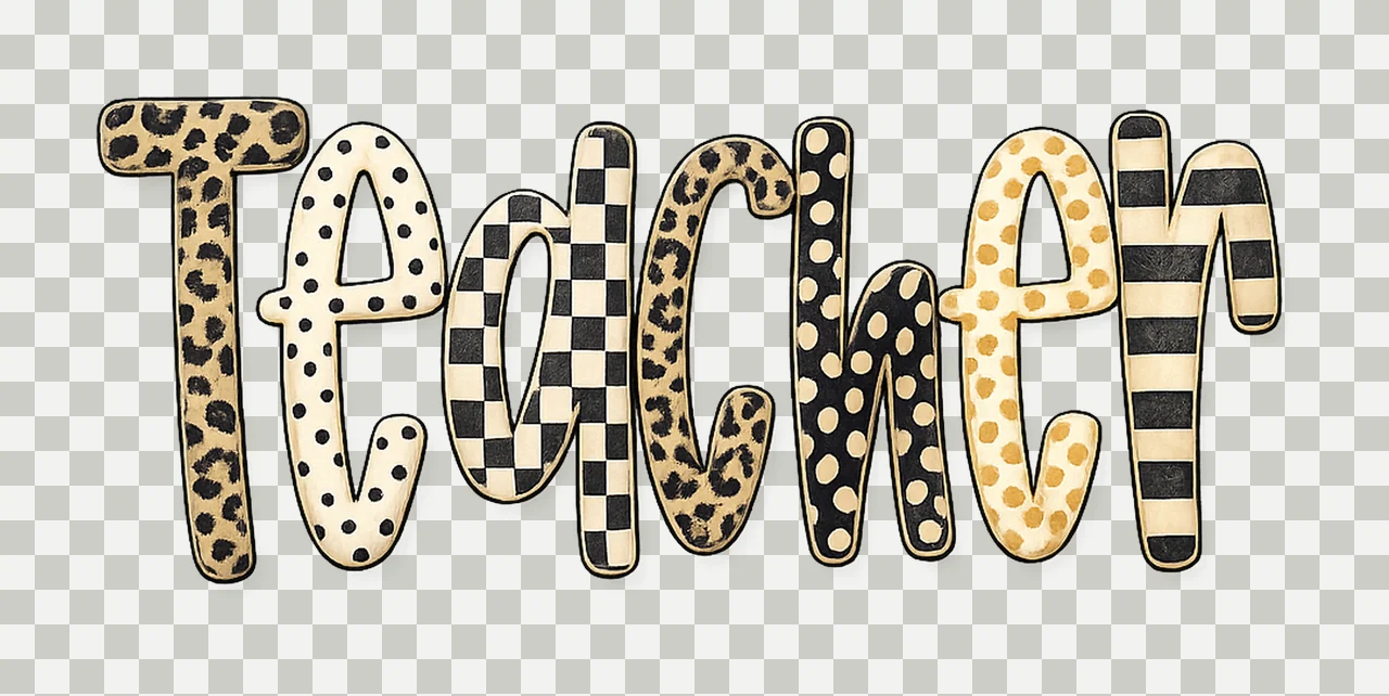 Teacher Leopard Checkered Design Retro Teacher Shirt transparency and detail preview thumbnail