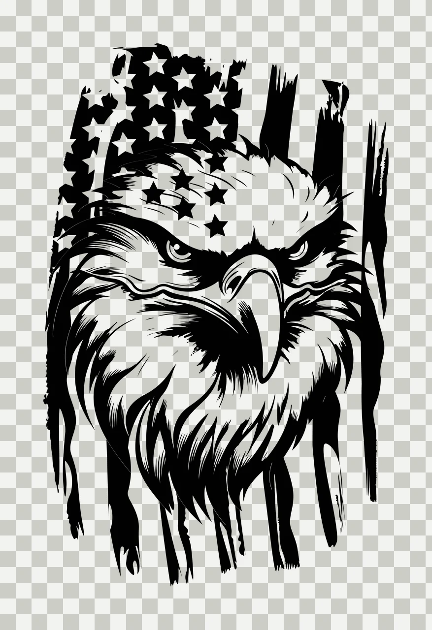 Eagle Flag Head With Distressed Background gazing bird stars transparency and detail preview thumbnail