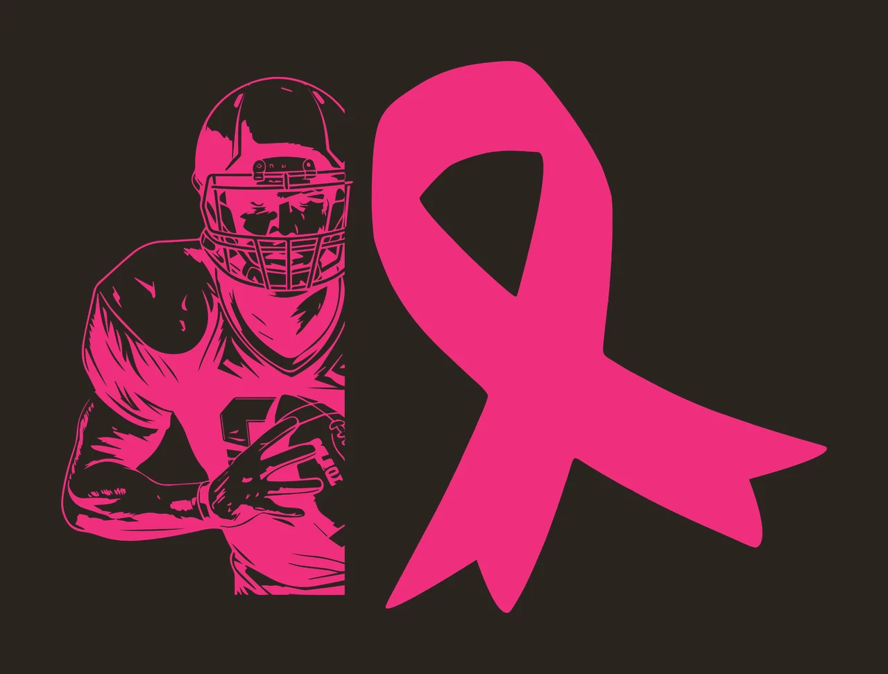 Football Player And Ribbon Silhouette holding ball helmet black contrast preview thumbnail