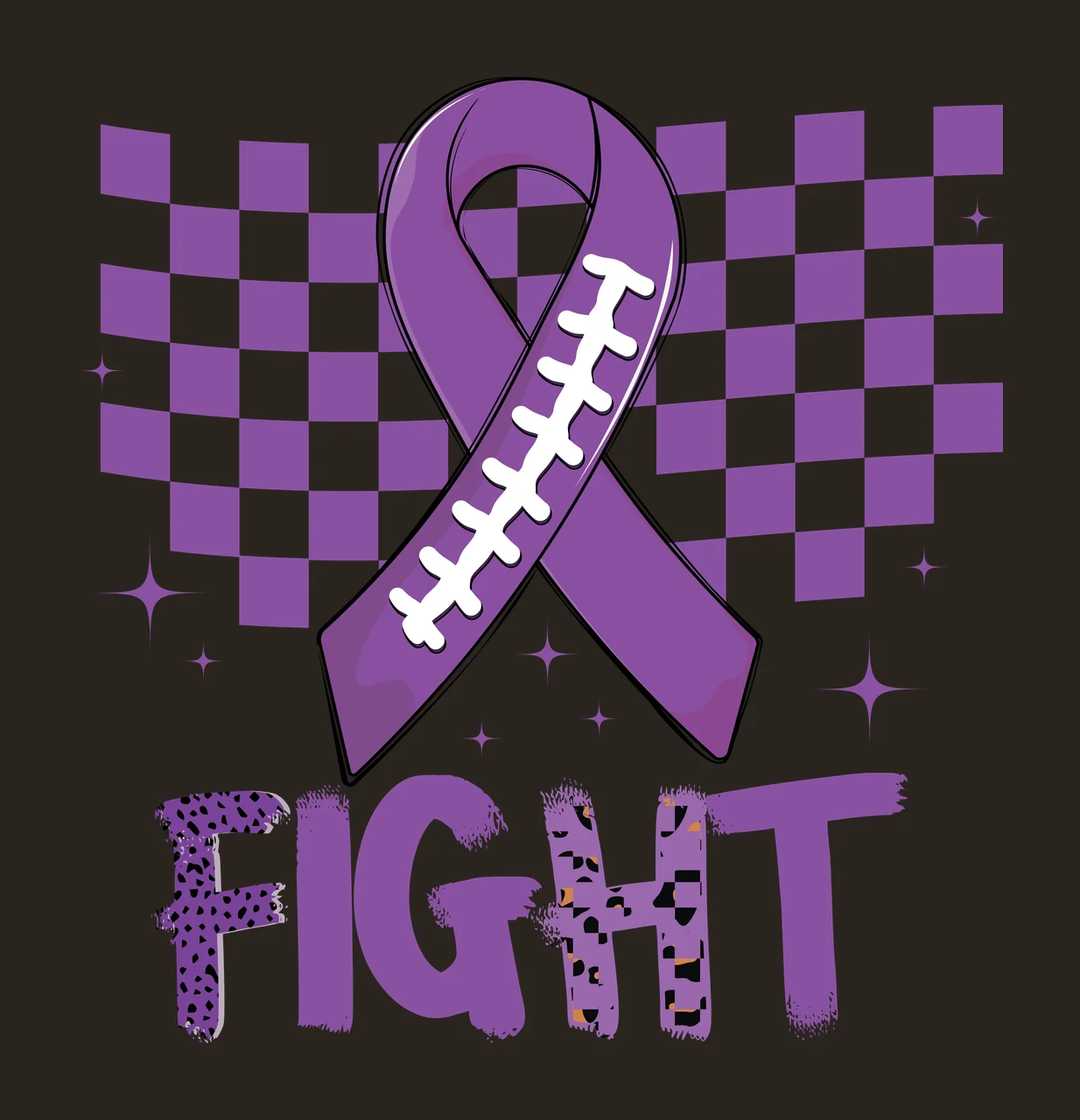 Fight Ribbon And Checkered Pattern decorated dots stars black contrast preview thumbnail