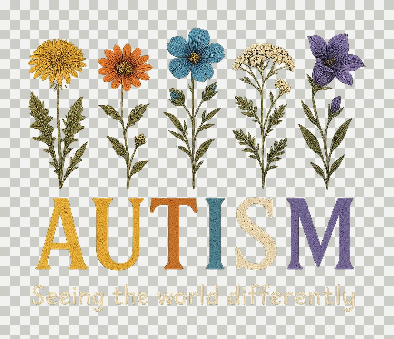 Autism Awareness Wildflowers Seeing the World Differently transparency and detail preview thumbnail