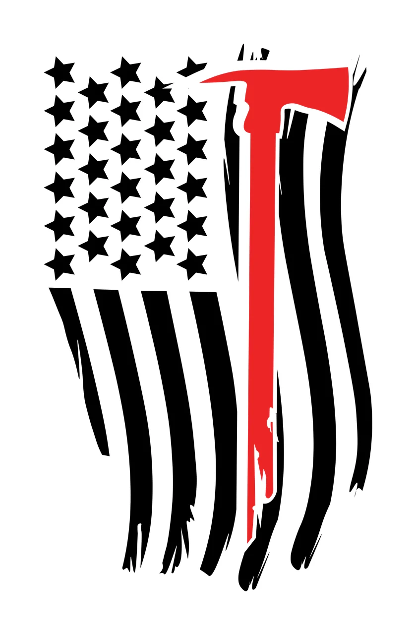 Flag Firefighter Axe And Silhouette stars black star 1 6 F16 2024 with
