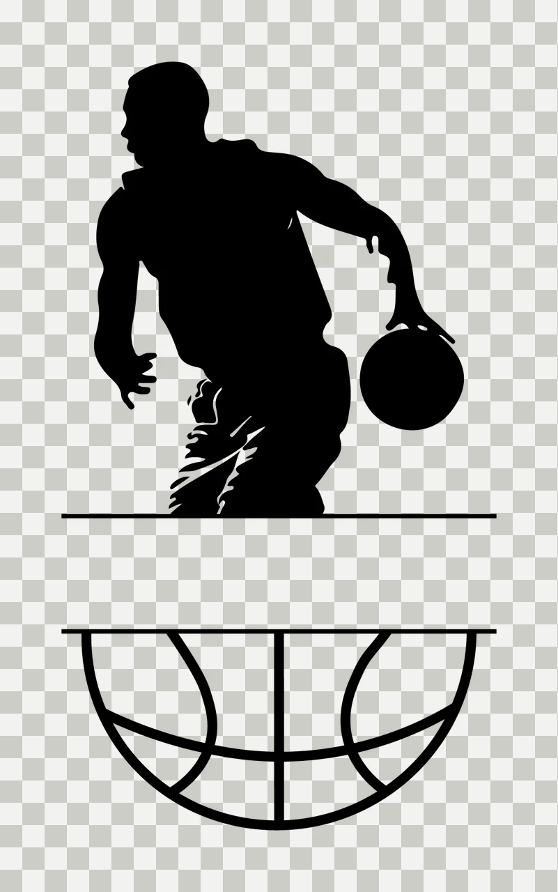Ball Silhouette Of A Basketball Player Dribbling person lines transparency and detail preview thumbnail