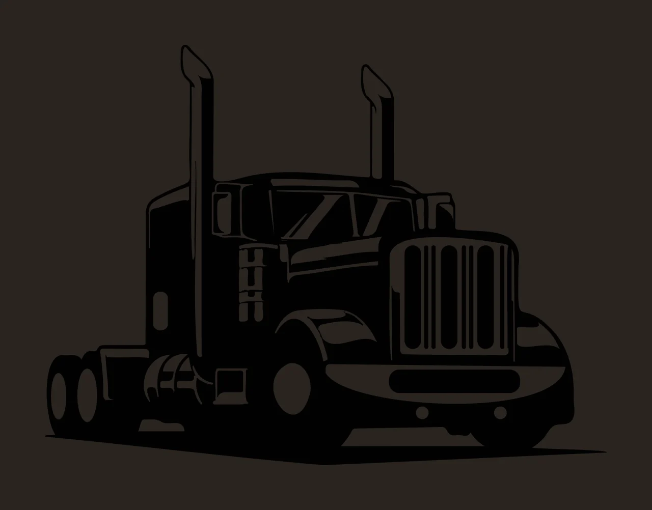 Semi Truck Heavy Silhouette With Exhaust Stacks stationary contrast preview thumbnail