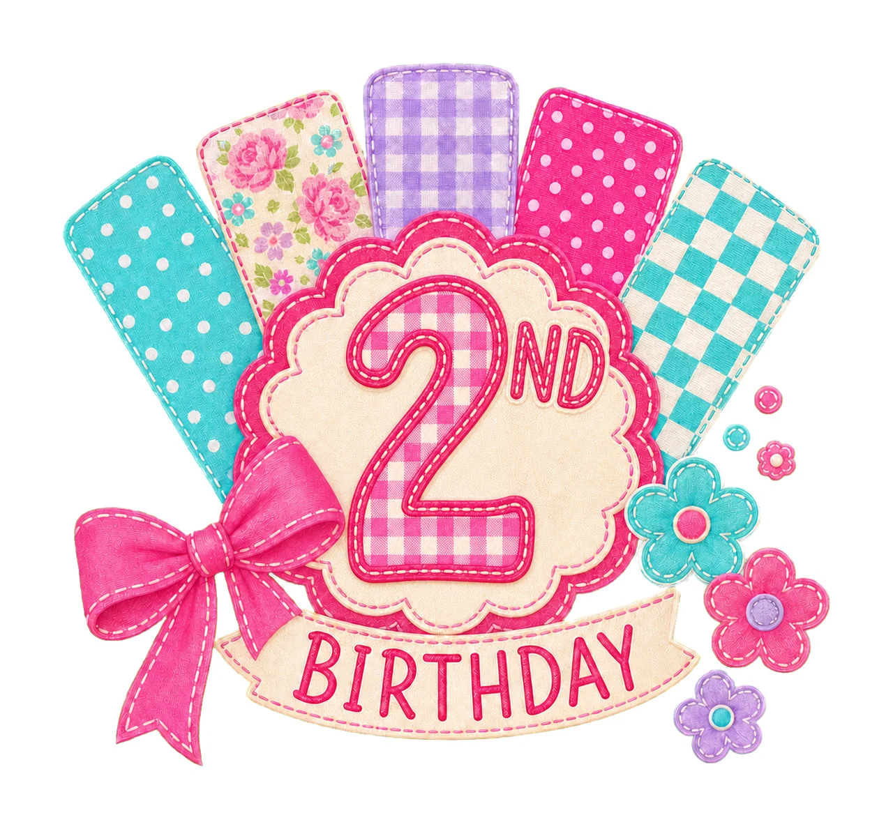 Preppy Patchwork Birthday sublimation instant Variation B