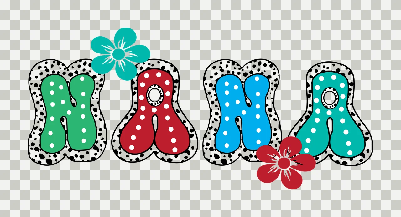 Nana Text Design With Flowers flower black white typography transparency and detail preview thumbnail