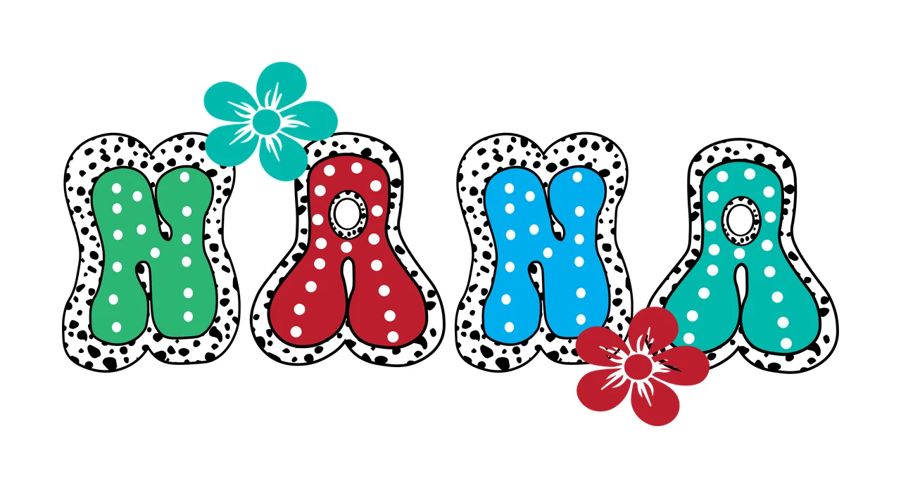 Nana Text Design With Flowers flower black white typography