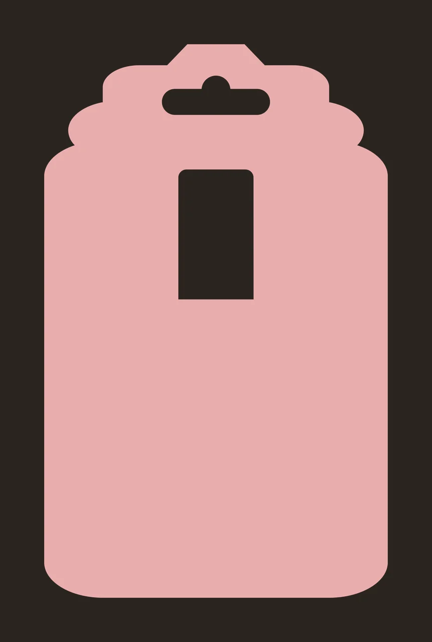 Hanging tag template with Euro slot hole, rectangular cutout, scalloped top border and rounded corners in dusty pink and white contrast preview thumbnail