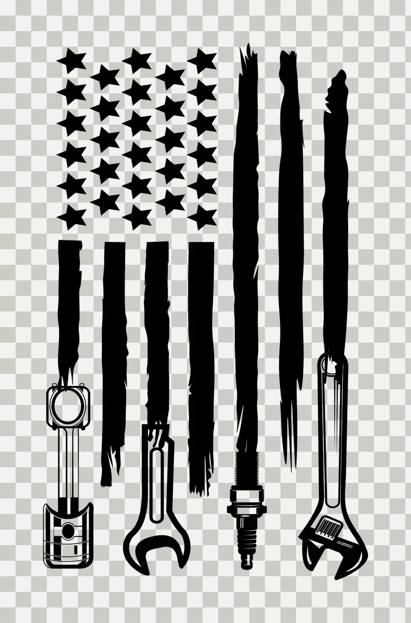 Mechanic Automotive Tool Patriotic Flag Graphic displayed stars transparency and detail preview thumbnail