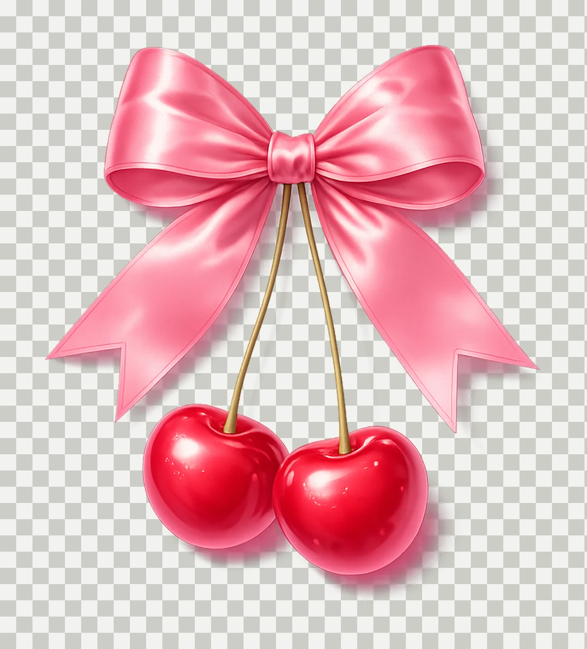 Cherry with Bow Coquette Aesthetic Design Pink Cherries transparency and detail preview thumbnail