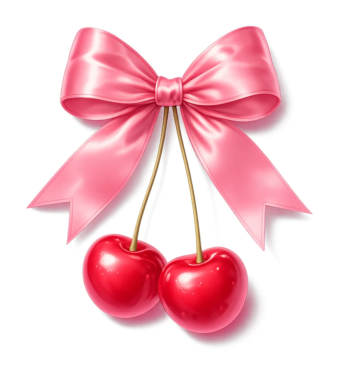 Cherry with Bow Coquette Aesthetic Design Pink Cherries